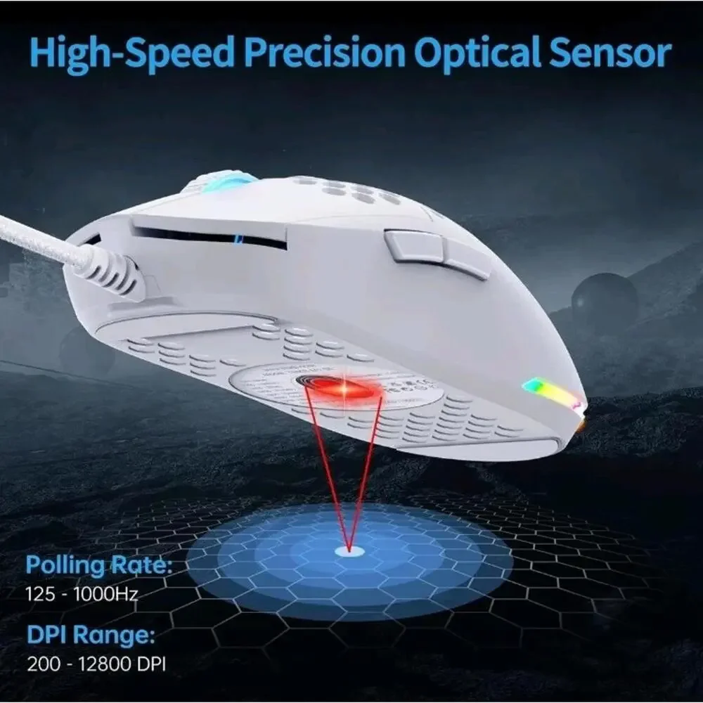 TMKB Falcon M1SE White Ultralight Honeycomb Competition Gaming Mouse